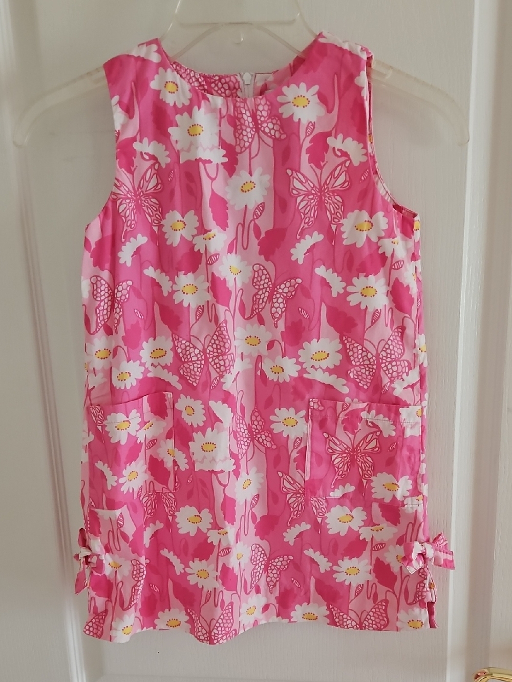 Lilly Pulitzer Girls Size 6 Pink White Butterfly And Floral Dress